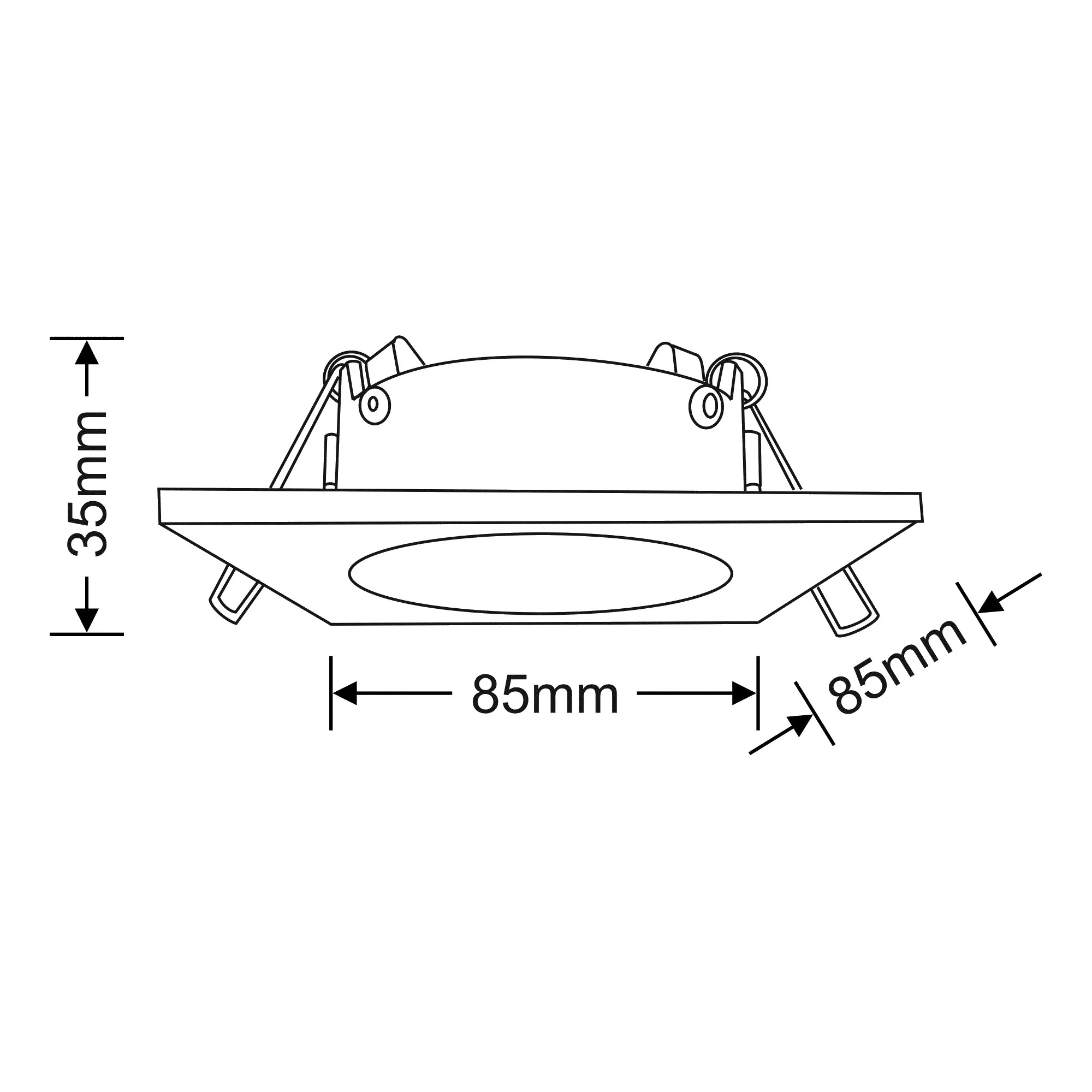 Bruve 10 Tridonic Powered 10W 2700K 710lm 36° CRI>90 LED Engine Matt Black Fixed Square Recessed Downlight, Inner Glass cover, IP65 DM200828  Dlux Bruve SQ 10 IP65